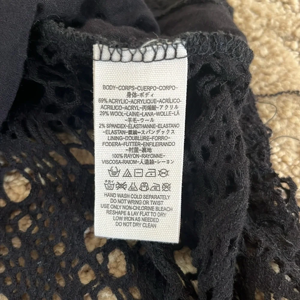 Free People Black Crochet Top Size Small